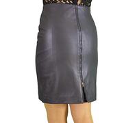 Ashwood Real Leather Pencil Skirt with Full Rear Zip, Above Knee (Length 19in), Navy, UK16, Waist 34in