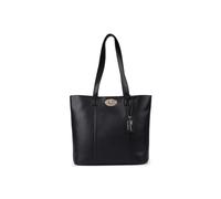 Ashwood Real Leather Tote Bag for Women - Gold Hardware with Floral Jacquard Lining - Elegant Everyday Shoulder Handbag: 63754 (Black)