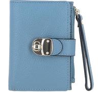 Ashwood Small Ladies Leather Purse - RFID Protected - Genuine Leather Compact Wallet for Women - Secure Twist Lock - Zip Pocket, Card Slots & Photo ID Window - Gift Boxed: 32047 (Denim)