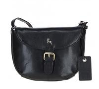 Ashwood Women’s Flap-Over Genuine Leather Crossbody Bag - Shoulder Bag with Magnetic Closure & Adjustable Strap: Violet (Black)