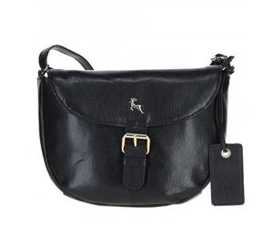 Ashwood Women’s Flap-Over Genuine Leather Crossbody Bag - Shoulder Bag with Magnetic Closure & Adjustable Strap: Violet (Black)