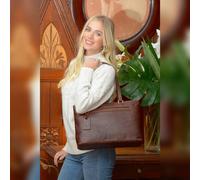 Ashwood Womens Large Vintage Leather Handbag - Brandy Brown