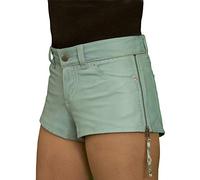 Ashwood Womens Tight Jeans-Style Lambskin Real Leather Hot Pants Shorts, Sky Blue, UK14, HIPS 41in