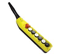 ASI PL07D2-E 7 Button Crane Pendant Station, Single Row, 6 Bidirectional Push Buttons, 2 Two Speed, 1 EMERGENCY Stop, 1NC/8No Contacts