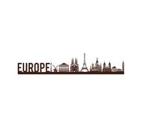 Asia Europe and America Continents Famous Landmarks Silhouettes Country Names Mural and Wall Vinyl Decal 30x144.9cm Self Adhesive Coffee