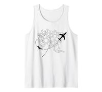 Asia Floral Continent Heart Airplane Adventure Trip Travel Tank Top