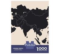 Asia Map Silhouette 1000 Piece Jigsaw Puzzle, Historic Square Architecture, 1000 Pieces for Adults, for Families, Relaxing Challenge, 70x50cm/1000pcs