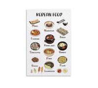 Asia South Korea Food Map, Art Poster, Gifts, Canvas, Painting, Wall Art, Decorative Picture, Prints, Modern Decoration 20 x 30 inches (50 x 75 cm)