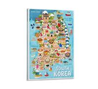Asia South Korea Food Map Decorative Painting Canvas Wall Art Living Room Poster Bedroom Painting Wall Art Picture Print Modern Family Room Decor 08 x 12 Inches (20 x 30 cm)