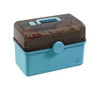 ASIAD 3-Shelf Medication Storage, Multi-Purpose Medication Box with Transparent Lid Craft Case,Storage Box Medicine Box,Portable Medicine Chest,Blue,L