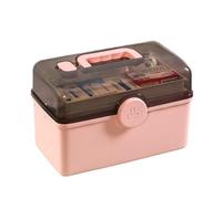 ASIAD 3-Shelf Medication Storage, Multi-Purpose Medication Box with Transparent Lid Craft Case,Storage Box Medicine Box,Portable Medicine Chest,Pink,L
