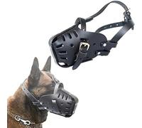 ASIAD A, Dog Muzzle For German Shepherd Malinois, Leather Dog Mouthguard For Biting, Chewing And Fur Care, Adjustable, Breathable, For Medium And Large Dogs