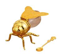 ASIAD Bee Shape Honey Pot, Exquisite Decorative Honey Jar Honey Dispenser Spices Syrups Tea Leaves Kitchen Spice Jar,Gold