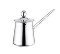 ASIAD Coffee pot with lid, stainless steel modern mocha channe with a long handle, Turkish coffee pot suitable for electrical, glass ceramics, gas stove and dishwasher,A