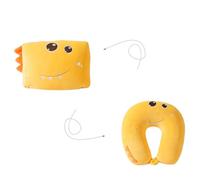 ASIAD Kids Travel Pillow, 2-in-1 Deformable Kids Neck Pillows for Travel, Cute Cartoon Plane Pillow for Boys & Girls, Holiday Essentials for Airplane Camping Car Sleeping,Yellow