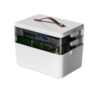 ASIAD Medicine Storage Box, Large 3-Layer Medicine Container Box,Multi Grid First Aid Box Household Medicine Container, Portable with Lid,White