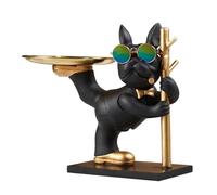 ASIAD Resin Tray, Decorative Sculpture Bulldog, Statue, Storage, Key Holder, Candy, Jewelry, Earrings, Piggy Bank, Suitable for Home Decoration,Black