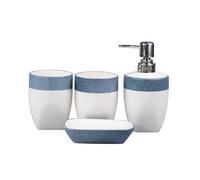 ASIAD Set 4 Piece Bathroom Set, Bathroom Set of Soap Dispenser, Soap Dish & Toothbrush Mug Bathroom Accessories Refillable, Ceramic,Blue