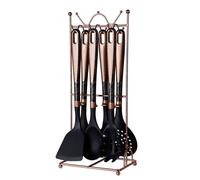 ASIAD Silicone Kitchen Utensils Set, 7 Pieces with Stand, BPA-Free & Heat Resistant, Kitchen Gadgets Spatula Set for Non-Stick Cookware,Black