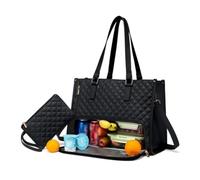 ASIAD The 2-In-1 Bag Lunch Bag Combination, in The Elegance The Functionality, Large Shopping Bag with Lunch Compartment, Lunch Bag for Women, Convertible Laptop Bags Work Bag,Black