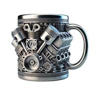 ASIAD V6/V8 Engine Mug, Engine 3D Stainless Steel Cup, V8 Engines Stainless Steel Cup, Engine Shaped Mug, V8 & V6 Engine Designgreat Gift for Car Enthusiasts and Racing Fans,Black,V8