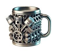 ASIAD /V6V8 Engine Mug, Engine 3D Stainless Steel Cup, V8 Engines Stainless Steel Cup, Engine Shaped Mug, V8 & V6 Engine Designgreat Gift for Car Enthusiasts and Racing Fans,Black,V6