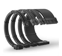 AsiaHorse 12VHPWR Cable Extension Kit, 16AWG Pcie 5.0 PSU Cable Extension Kit Soft Braided 16PIN to 16PIN Cable Kit, 24pin ATX /4+4pin EPS /12+4pin 30CM Length with Cable Combs (Black)