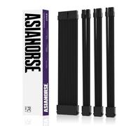 AsiaHorse 16AWG PSU Extension Cable Kit Black, 30CM Sleeved Custom PC Power Supply Cables, Soft Braided ATX 24Pin, EPS 4+4 Pin, 2x PCI-E 6+2 Pin, with Cable Combs for Cable Management