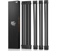 AsiaHorse 16AWG PSU Extension Cable Kit Black and Gray, 30CM Sleeved Custom PC Power Supply Cables, Soft Braided ATX 24Pin, EPS 4+4 Pin, 2x PCI-E 6+2 Pin, with Cable Combs for Cable Management