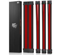 AsiaHorse 16AWG PSU Extension Cable Kit Black and Red, 30CM Sleeved Custom PC Power Supply Cables, Soft Braided ATX 24Pin, EPS 4+4 Pin, 2x PCI-E 6+2 Pin, with Cable Combs for Cable Management