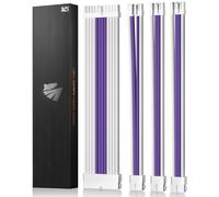 AsiaHorse 16AWG PSU Extension Cable Kit Purple and White, 30CM Sleeved Custom PC Power Supply Cables, Soft Braided ATX 24Pin, EPS 4+4 Pin, 2x PCI-E 6+2 Pin, with Cable Combs for Cable Management