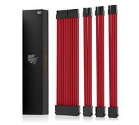 AsiaHorse 16AWG PSU Extension Cable Kit Red, 30CM Sleeved Custom PC Power Supply Cables, Soft Braided ATX 24Pin, EPS 4+4 Pin, 2x PCI-E 6+2 Pin, with Cable Combs for Cable Management