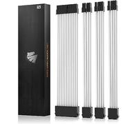 AsiaHorse 16AWG PSU Extension Cable Kit White, 30CM Sleeved Custom PC Power Supply Cables, Soft Braided ATX 24Pin, EPS 4+4 Pin, 2x PCI-E 6+2 Pin, with Cable Combs for Cable Management