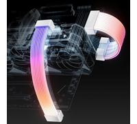 AsiaHorse AURORA-CO ARGB PSU Cable Cover Kit White, RGB LED Light Strip Sleeve for Motherboard 24Pin and GPU 8Pin/12+4Pin Power Cables, 5V 3Pin ARGB Sync, PC Cable Management Lighting Vest