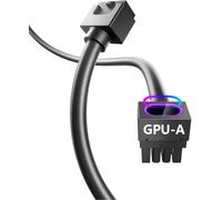 AsiaHorse Hydrus 8-Pin GPU Extension Cable [Type A - Clip Bottom], PCIE Power Cable for Graphics Card (Not for CPU), 18AWG Sleeved, 5V ARGB Sync - Black
