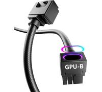 AsiaHorse Hydrus 8-Pin GPU Extension Cable [TYPE B - LATCH TOP], PCIE Power Cable for Graphics Card (NOT FOR CPU), 18AWG Sleeved, 5V ARGB Sync - Black