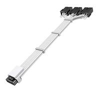 AsiaHorse PCIE 5.0 GPU 16AWG PC PoE Adapter Extension Cable, GPU 12VHPWR Sleeve Cable Extension, 16(12+4) Pin to 3*8Pin for RTX 3090Ti/4070Ti/4080/4090, 30CM, 600W, White