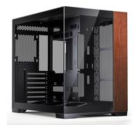 AsiaHorse SCUTUM Ultra ATX PC Case, Panoramic Mid Tower with 2 Matrix Pro Reverse ARGB Fans & UMBRA Hub, Back-Connect ATX, Wood-Grain Accent, 360 mm Radiator Support, Type-C 20Gbps, Black