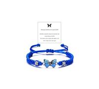 Asiamist Always Believe in Yourself Butterfly Bracelet Purple Blue Butterfly Charm Bracelets for Women Adjustable Handwoven Braided Rope Butterfly Bracelet Friendship Matching Bracelet Couple Jewelry