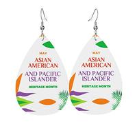Asian American And Pacific Islander Heritage Month Leather Earrings For Women Faux Leathe Water Drop Earrings Vintage Lightweight Dangle Earrings Jewelry For Women