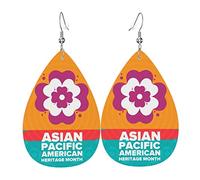 Asian American And Pacific Islander Heritage Month Leather Earrings For Women Faux Leathe Water Drop Earrings Vintage Lightweight Dangle Earrings Jewelry For Women