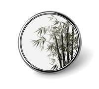 Asian Bamboo Badge Holder Exquisite Round Badge with Picture Pin DIY Button Badges Personalized Metal Button Pin Fashion Brooch Crafts Gifts Clothes Decorative Pins