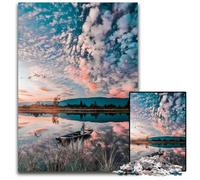 Asian Boat on The River 1000 Piece Jigsaw Puzzles for Adults Wooden Jigsaw Puzzles Interactive Family Game Brain Challenge Educational Toy 1000 PCS(75x50cm)