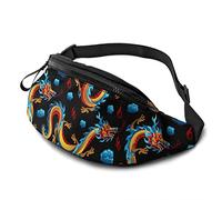 Asian Chinese Dragons Casual Fanny Waist Pack Bag Adjustable Lightweight Sport Belt Waist Bag for Sports Running Hiking Biking Walking