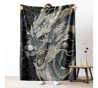 Asian Dragon Blanket 30x40 Inch, Chinese Style Throw Blankets for Sofa, Oriental Culture Art Fleece Blanket Cozy Lightweight Flannel Blankets, Washable Warm Soft All Season