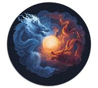 Asian Dragon Jigsaw Puzzles Blue Lightning And Red Flames Challenge Toy Educational Games Home Decoration for Adults& Teenager Age 14 Years Up 1000pcs (67.5x67.5cm)