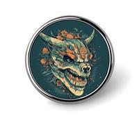 Asian Dragon Skull Badges Decorative, Durable Aluminum Alloy Round Badge, Lightweight Button Brooch for Shirts, Jackets, Hats, Uniforms 1"