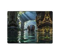 Asian Elephant in The Water Carpets Thickened Memory Foam Rugs Non-Slip Comfy Rug Print Door Mat for Home Bedroom 80x58 in