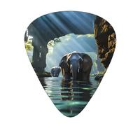 Asian elephant in the water Guitar picks in thin, medium, and thick sizes, 12-piece set, suitable for electric guitar and various instruments