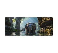 Asian Elephant in The Water Keyboard pad, Non-Slip, Suitable for Office and Home, 80 x 30 cm.